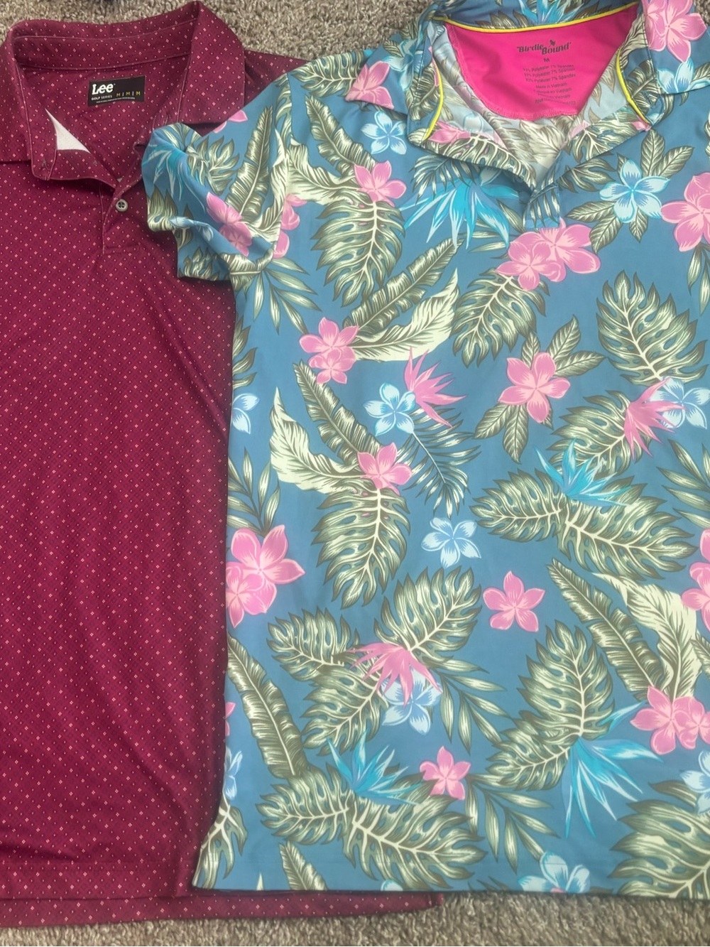Lee Men’s Floral Polo Top in Blue and Pink